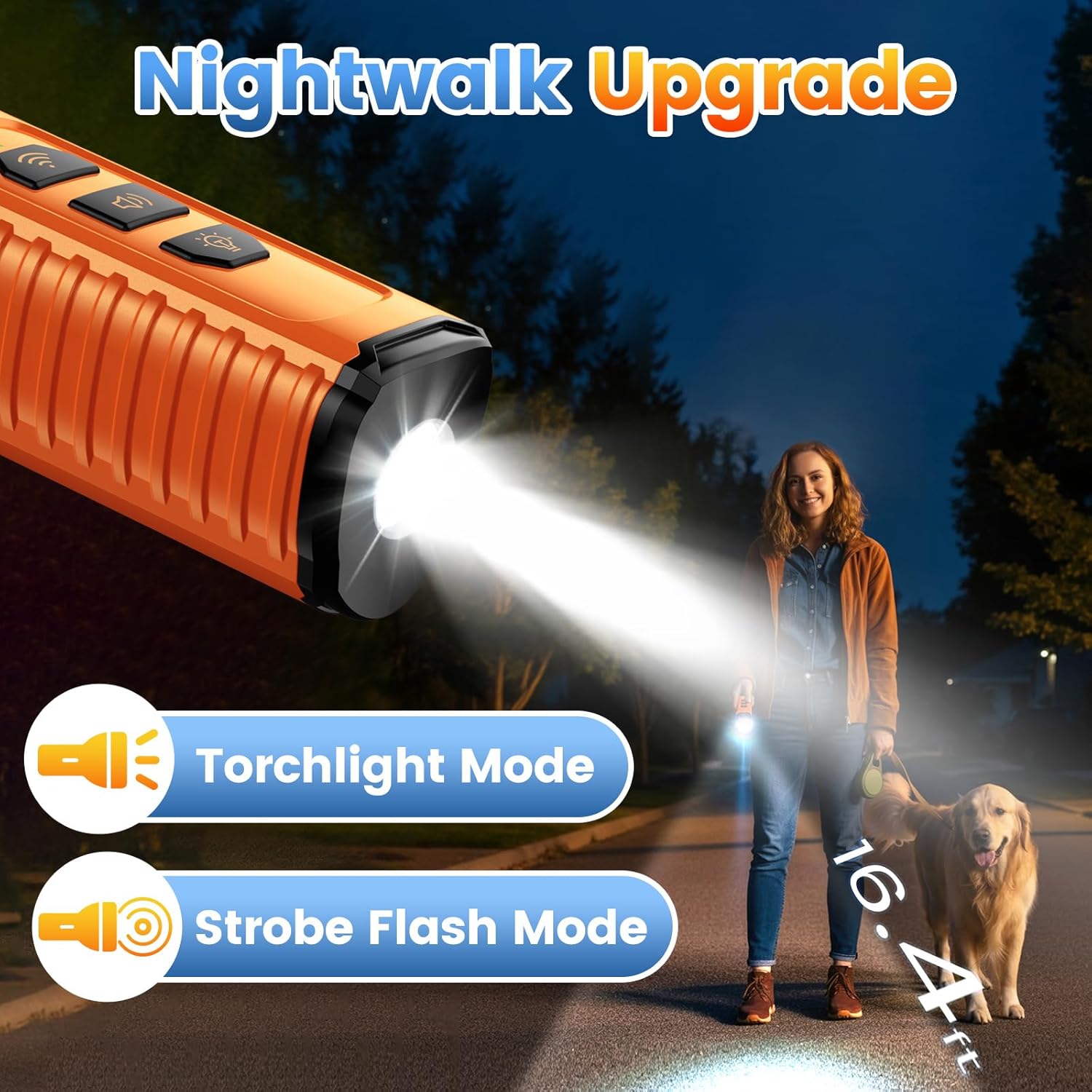 Cbersmg 3X Ultrasonic to Stop Barking Neighbors Dog, Portable Anti Barking Device Dog Bark Deterrent Device 50ft Range 5 Modes, Flashlight & Beep Safe & Effective for Small, Medium & Large Dogs | 3X Ultrasonic Dog Bark