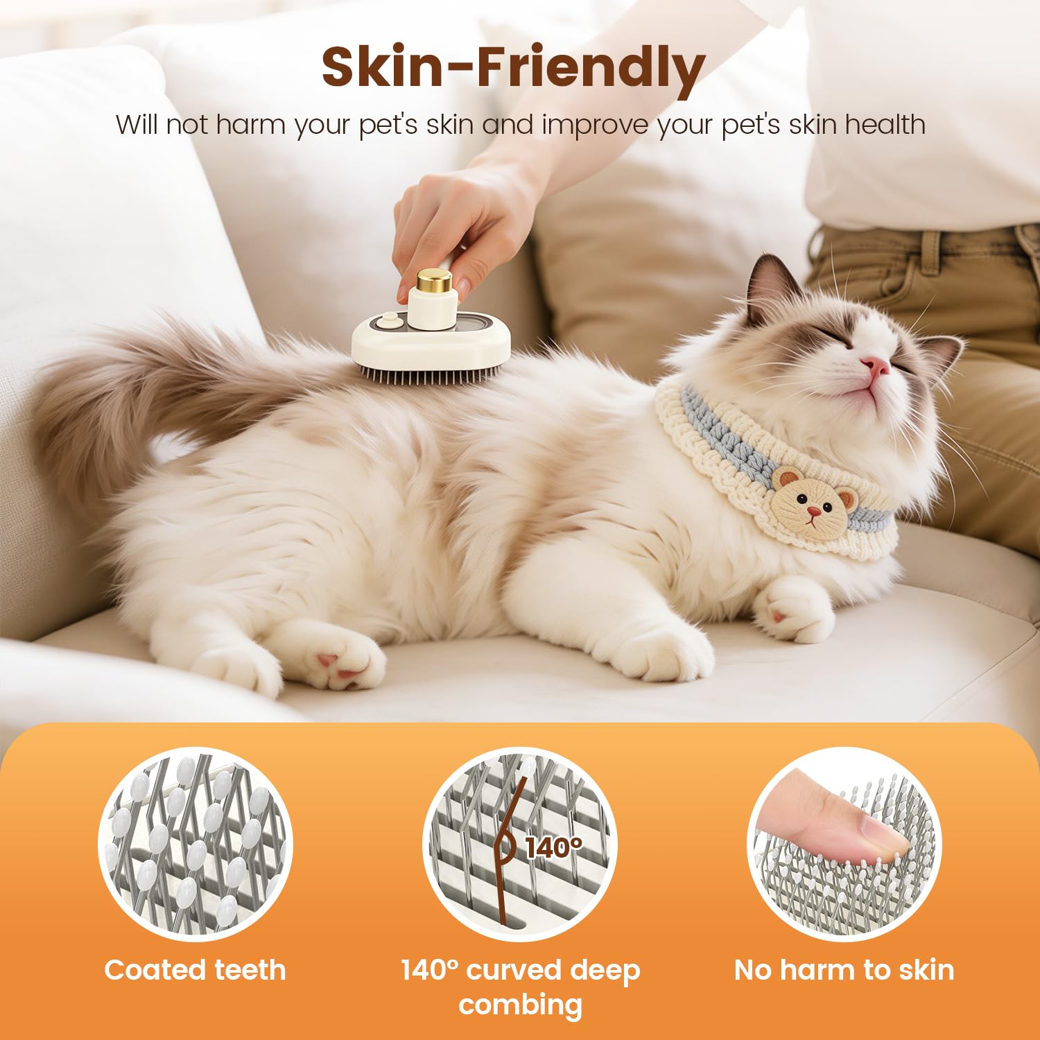 Glendan Pet Steam Brush for Shedding - 3-in-1 Spray Grooming Comb for Dogs & Cats - Self-Cleaning Mist Brush Softens Fur & Reduces Static - Ideal for Long Short Hair and Bath-Hating Pets
