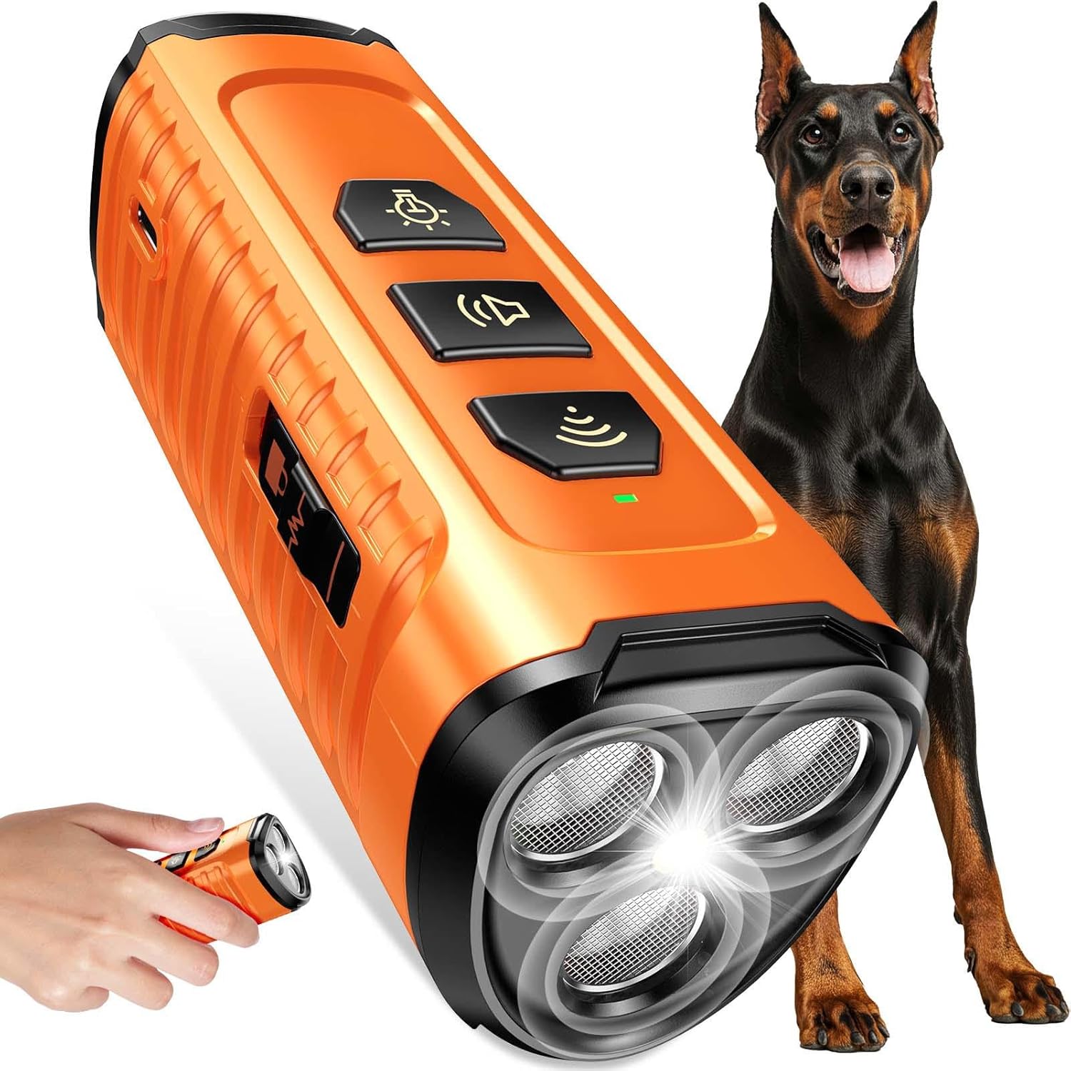 Cbersmg 3X Ultrasonic to Stop Barking Neighbors Dog, Portable Anti Barking Device Dog Bark Deterrent Device 50ft Range 5 Modes, Flashlight & Beep Safe & Effective for Small, Medium & Large Dogs | 3X Ultrasonic Dog Bark