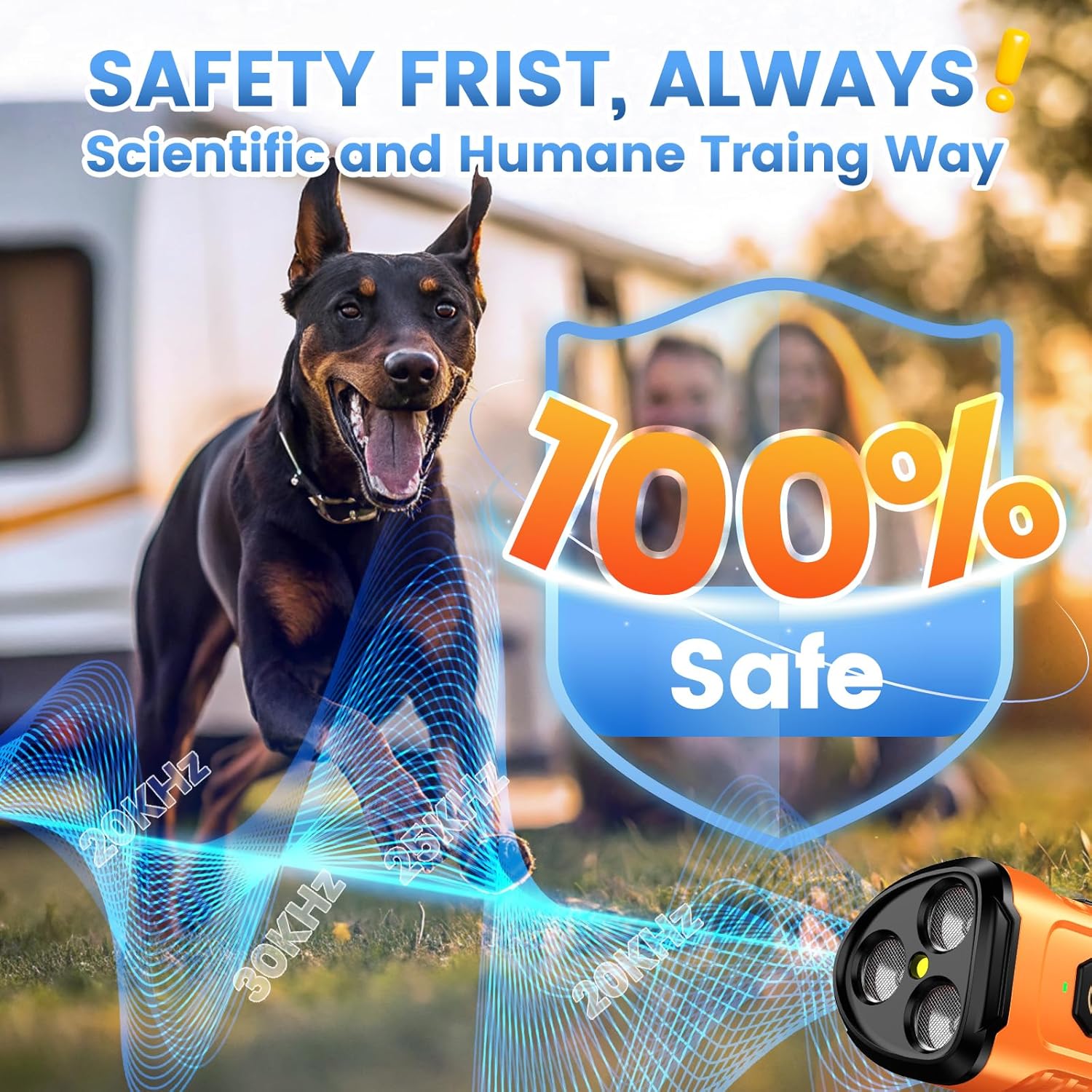 Cbersmg 3X Ultrasonic to Stop Barking Neighbors Dog, Portable Anti Barking Device Dog Bark Deterrent Device 50ft Range 5 Modes, Flashlight & Beep Safe & Effective for Small, Medium & Large Dogs | 3X Ultrasonic Dog Bark