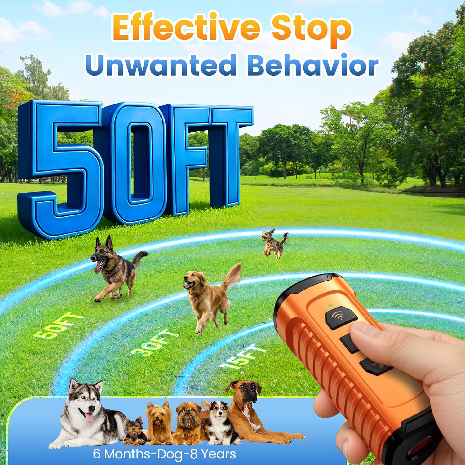 Cbersmg 3X Ultrasonic to Stop Barking Neighbors Dog, Portable Anti Barking Device Dog Bark Deterrent Device 50ft Range 5 Modes, Flashlight & Beep Safe & Effective for Small, Medium & Large Dogs | 3X Ultrasonic Dog Bark
